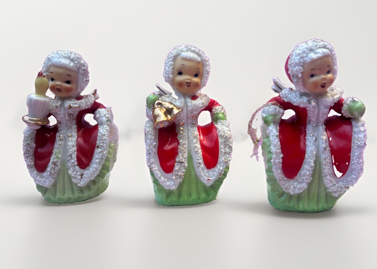 Vintage Lefton Christmas Trio of Angel Bells Spaghetti  Trim Set Of 3 