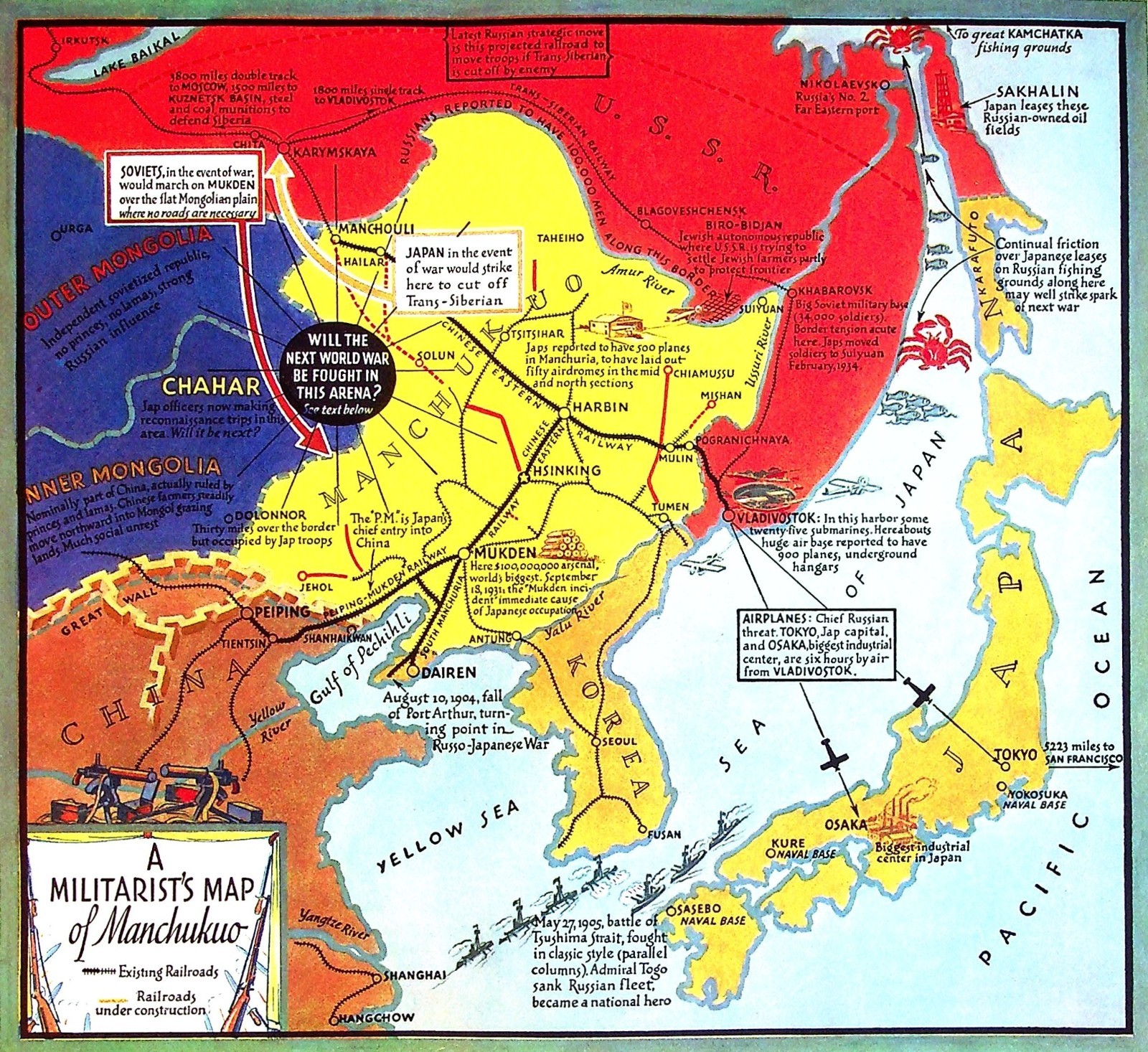 Manchukuo Military Colonist Maps Japan USSR China 1935 Fortune Magazine Excerpt