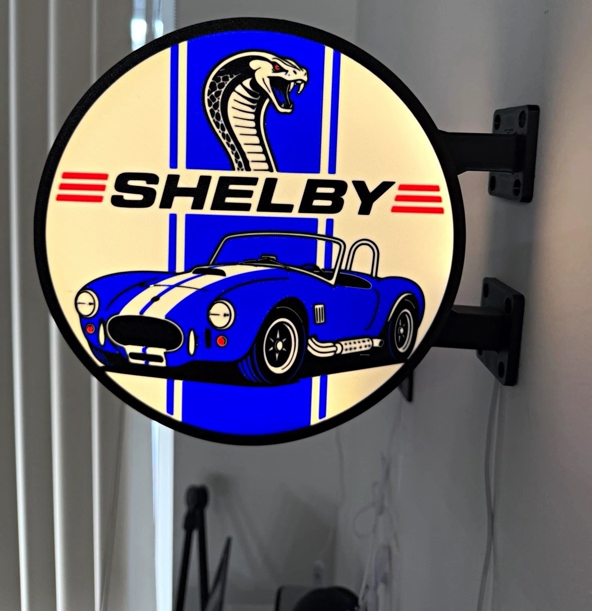 Shelby Cobra Light-Up Wall Sign – Vintage Style – Ideal for Garage / Man Cave