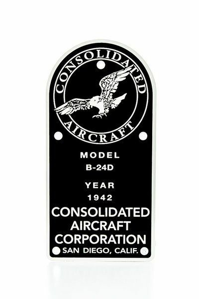 Consolidated B-24D Liberator, WWII, Vintage Aviation Data Plate, Bomber DPL-0107
