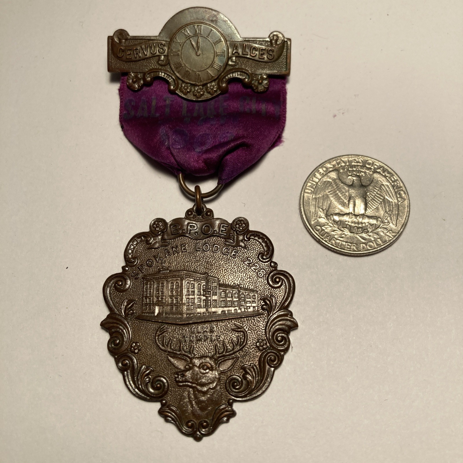 ANTIQUE 1902 NATIONAL CONVENTION BPOE ELKS SALT LAKE CITY UT BADGE MEDAL PINBACK