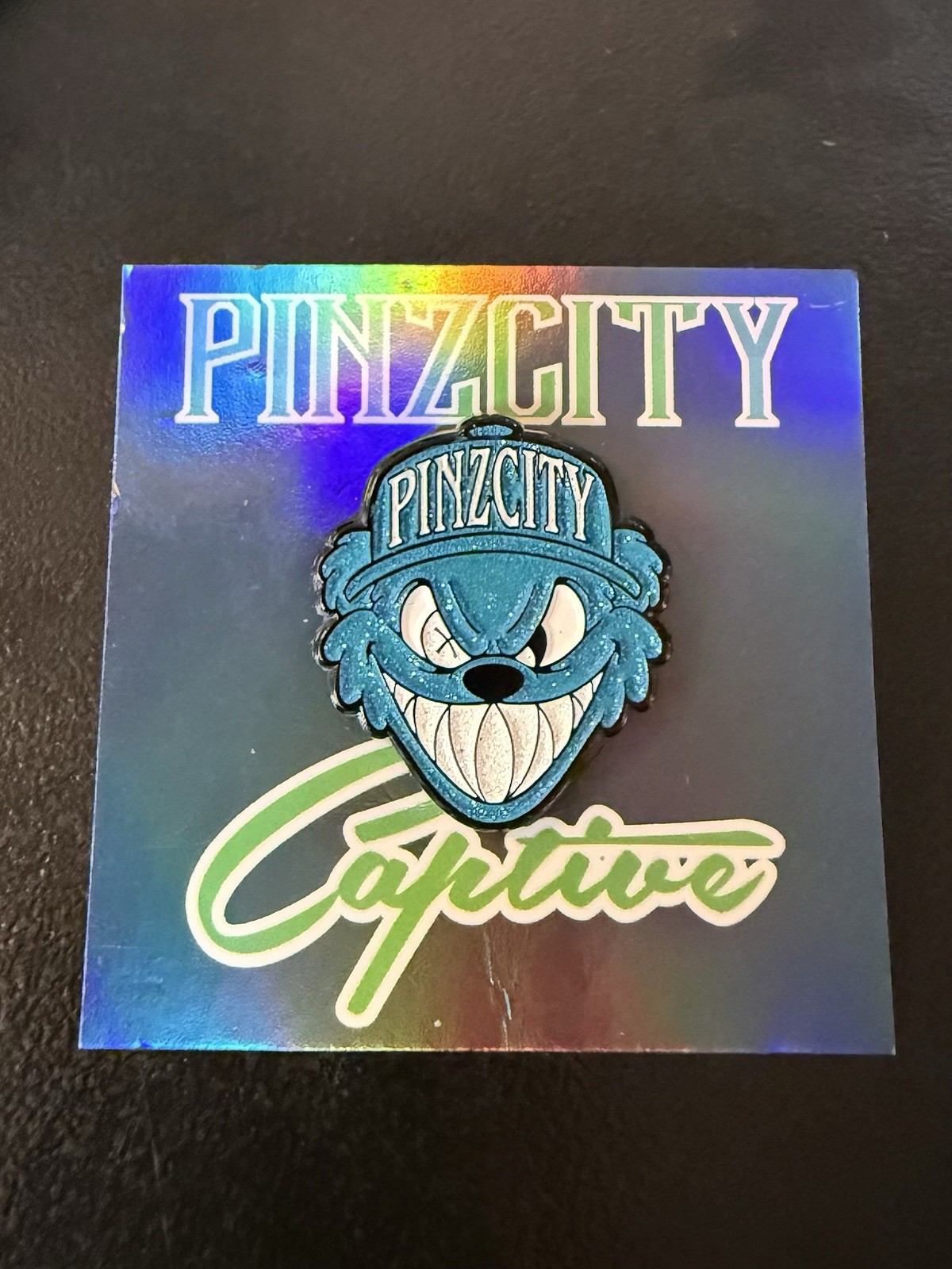 Pinzcity Scare Bear Blue White Multi Glitter Scare Bear Blue Hat Pin