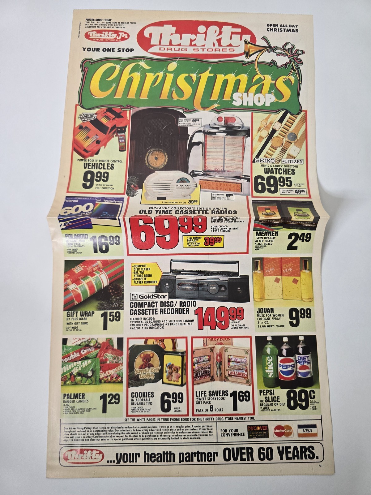 1989 Thrifty Drug Christmas Circular Sony Audio Cameras Toys Gifts 6 Pages 1989 Thrifty Drug Christmas Circular Sony Audio Cameras Toys Gifts 6 Pages