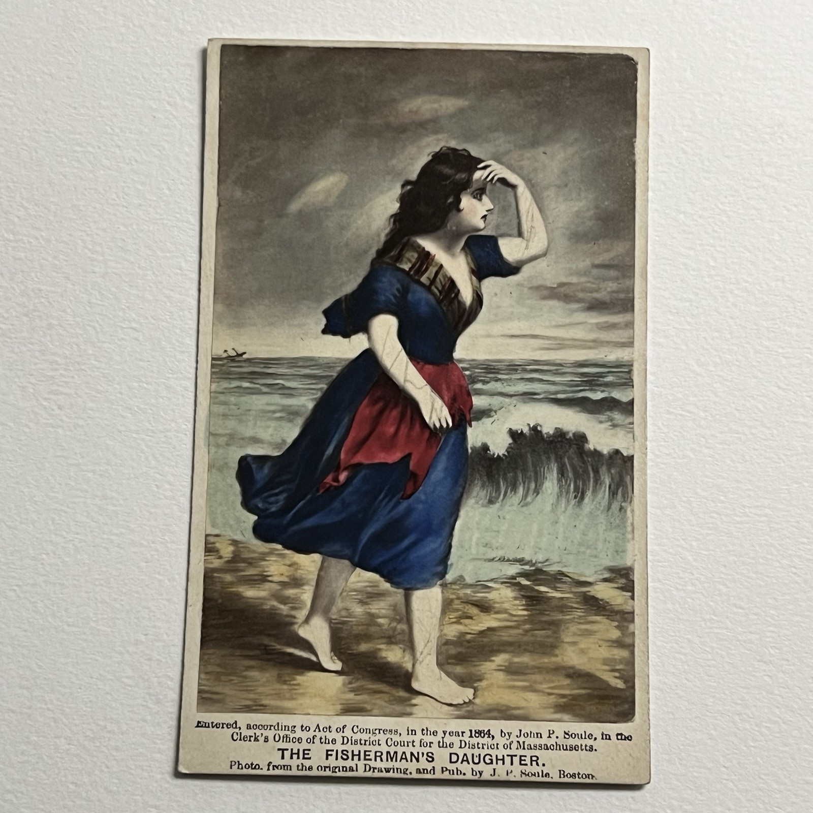 Antique CDV Album Filler Photograph Beautiful Woman Fisherman’s Daughter Tinted