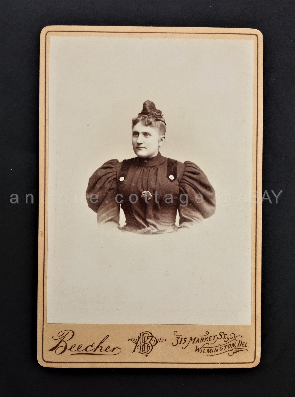 antique PHOTOGRAPH wilmington de FASHION LADY cabinet card beecher 