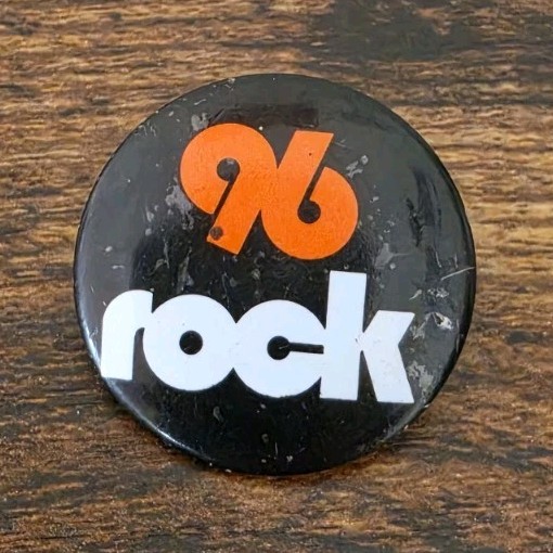 96 Rock Vintage Round Pinback Button - Rock Music Vintage Collectable
