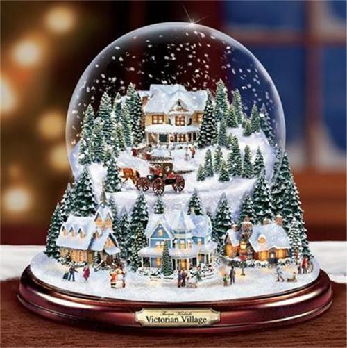THOMAS KINKADE  Victorian Village Snowglobe LIGHTED MUSICAL New