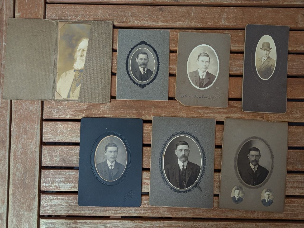 Antique Cabinet Card Photo Lot 7 Victorian Men Portraits Named 1890s - SR32-5