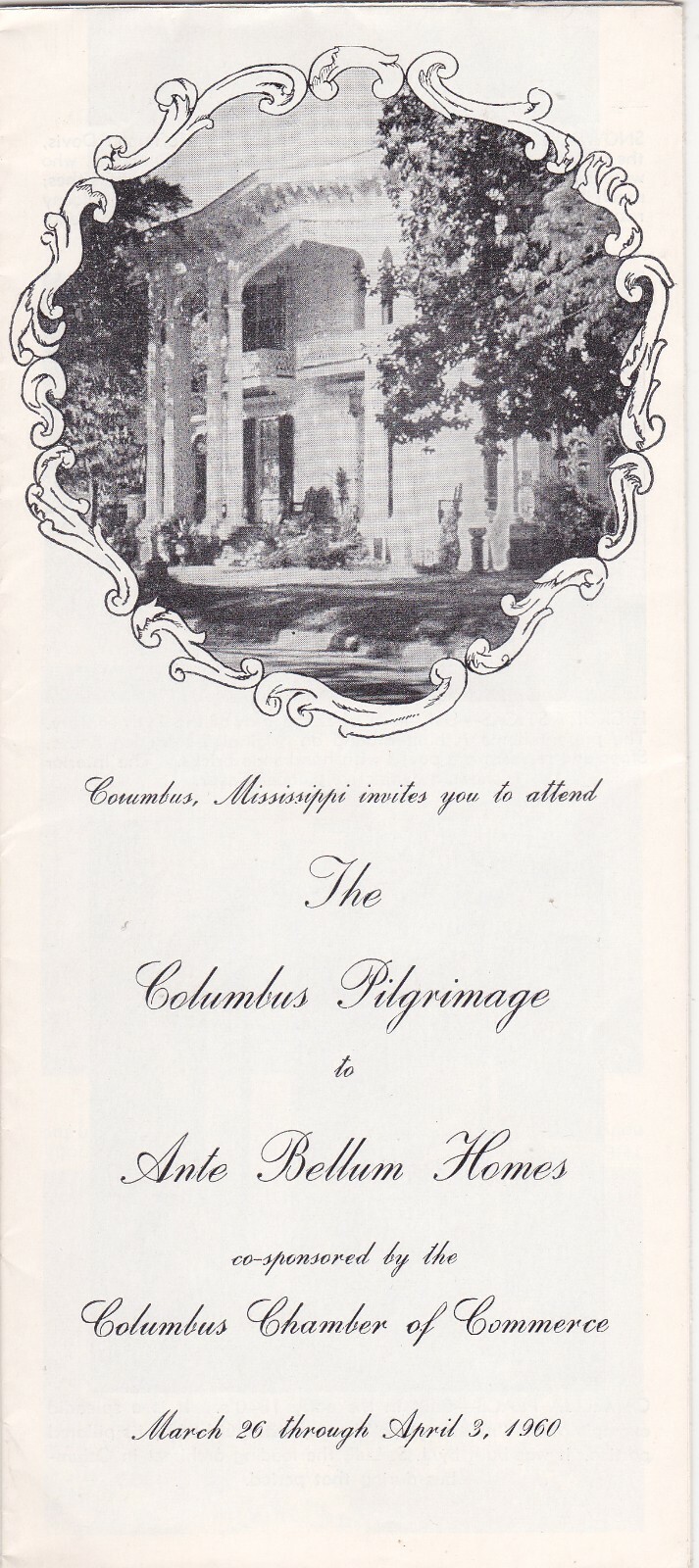 1960 Columbus Mississippi Historic Ante Bellum Homes Brochure