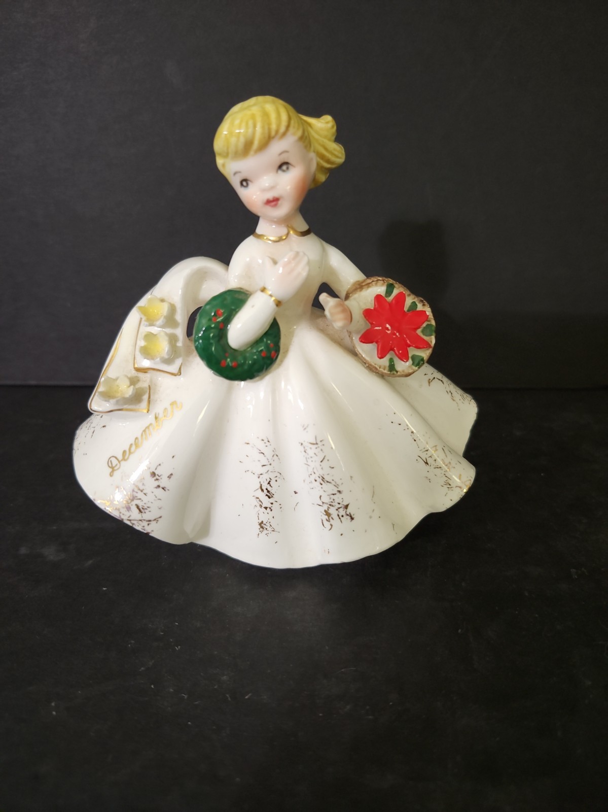 Vintage Lefton Christmas December Birthday Girl Figurine-Orig Label-EXC #1853 Vintage Lefton Christmas December Birthday Girl Figurine-Orig Label-EXC #1853