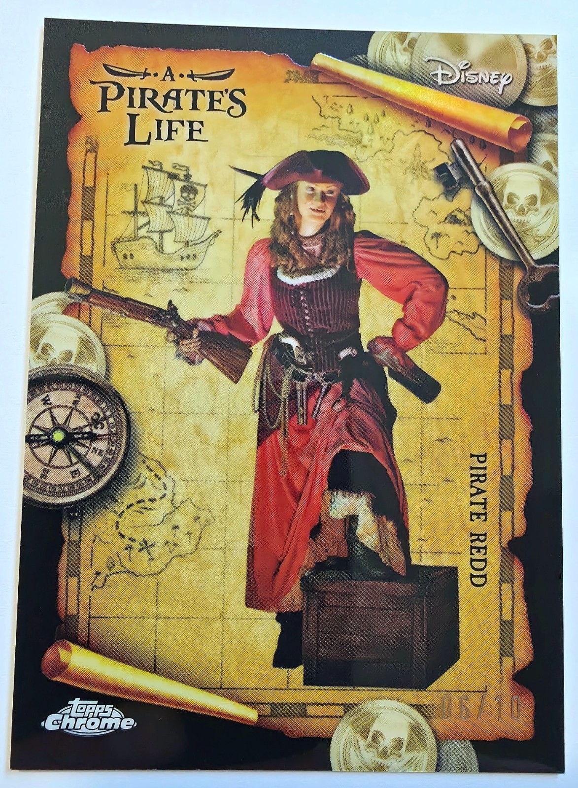 2025 Topps Disneyland 70th Anniver. Chrome, Pirate\'s Life Pirate Redd, Rare 6/10