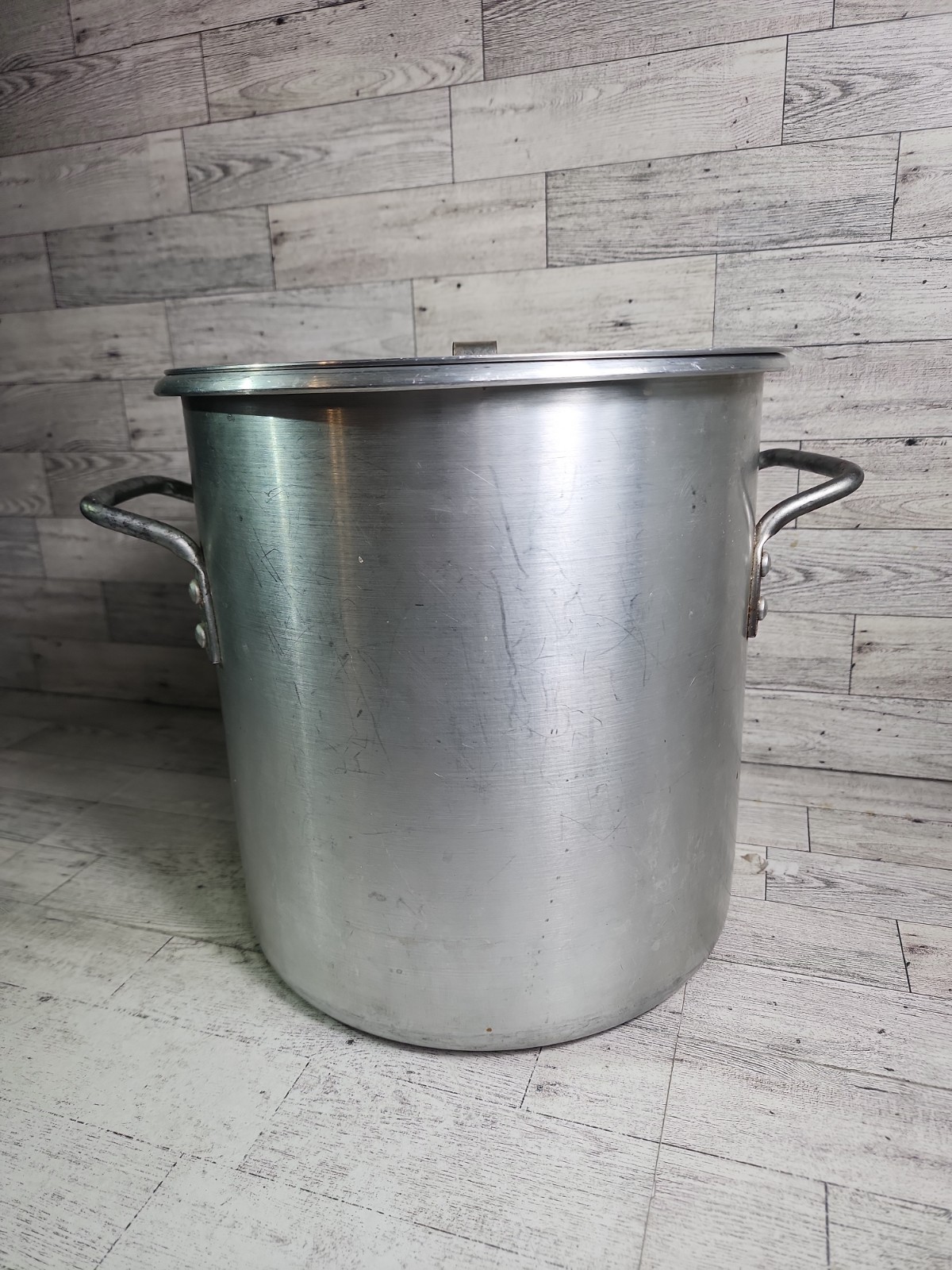 Vintage Dura-Ware 14 Quart Aluminum Stock Pot w/ Lid & Handles Commercial
