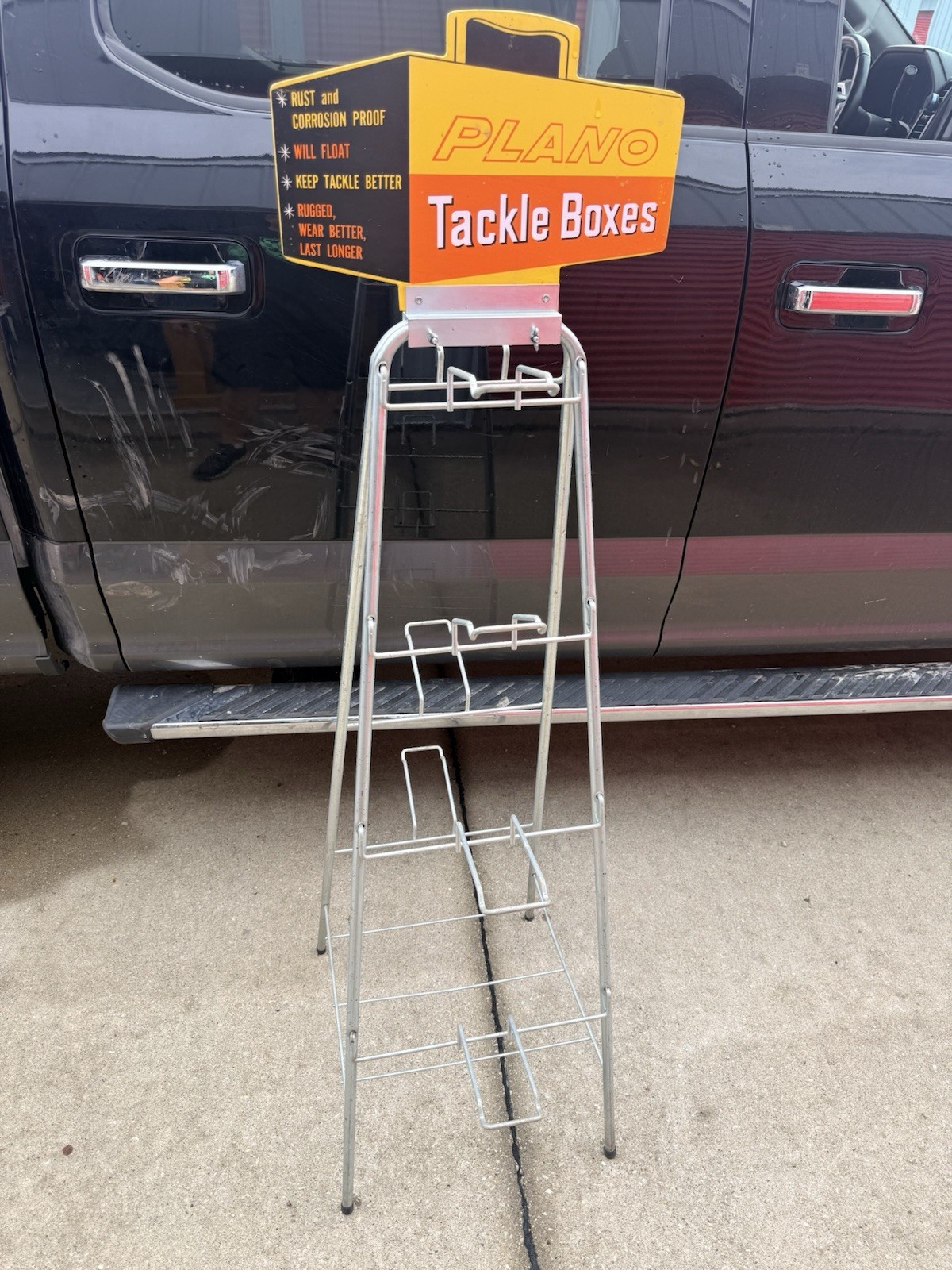 Vintage Plano Tackle Boxes Store Display Rack Advertising Sign Fishing 58”