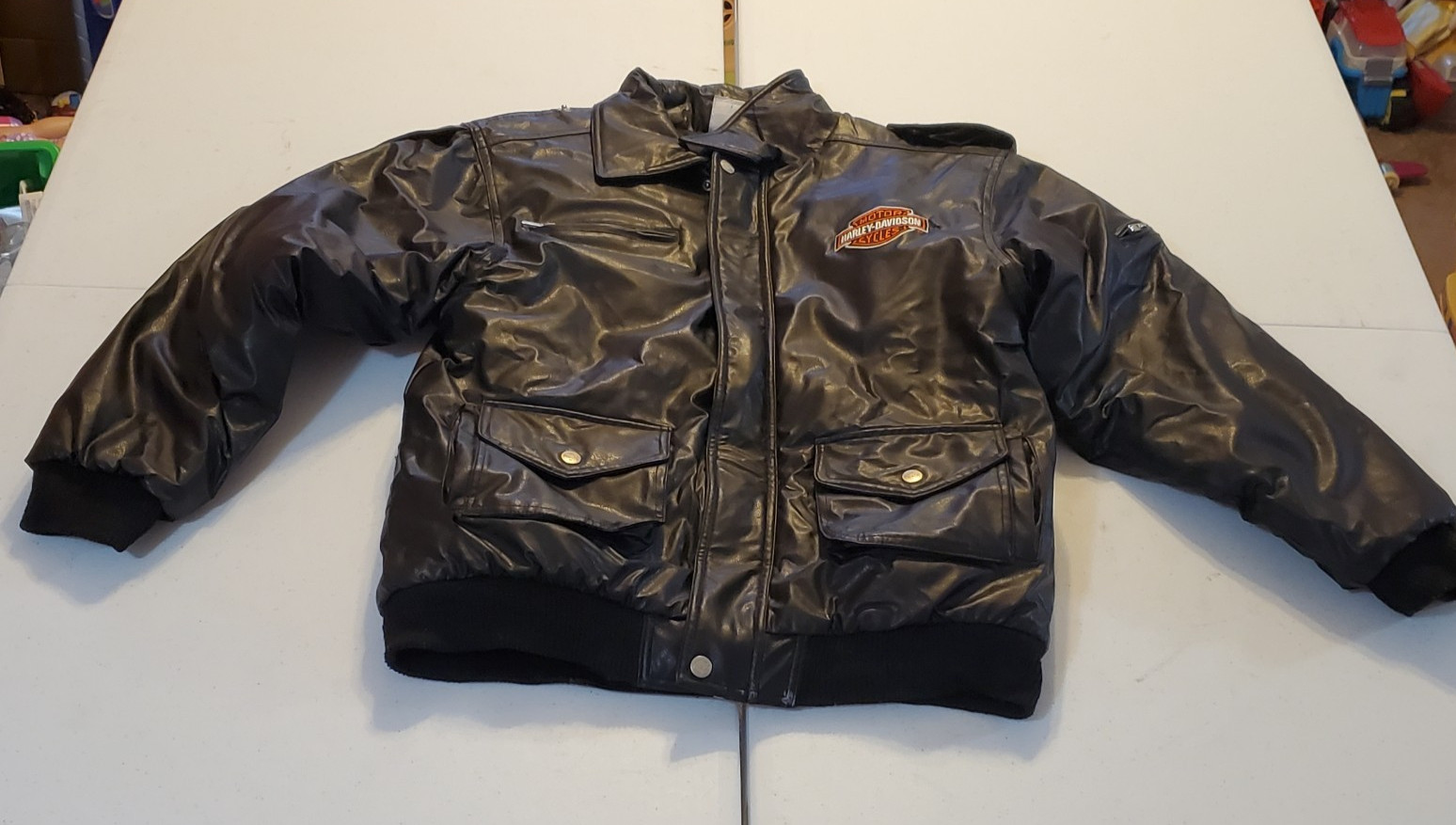 Harley Davidson Youth XL 18 Black Motorcycle Jacket 1903 Embroidered Bomber