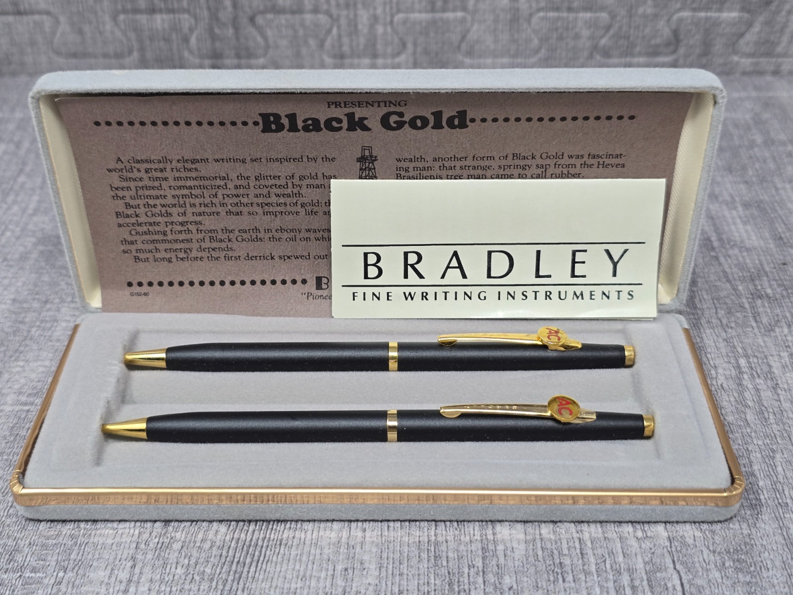 GM AC Delco Pen Pencil Set by Bradley Black Gold - New in Case