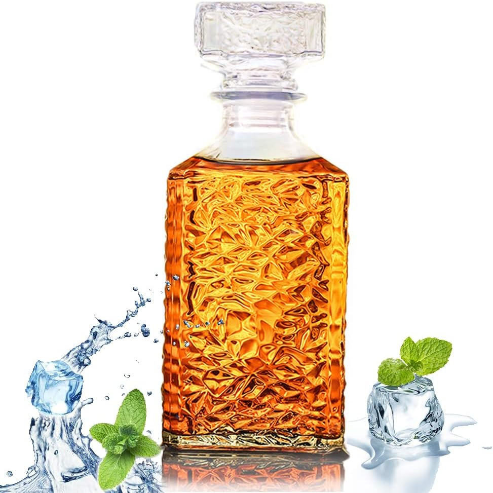 Whiskey Decanter with Airtight Geometric Stopper,32oz Liquor Clear Whiskey Decanter with Airtight Geometric Stopper,32oz Liquor Clear