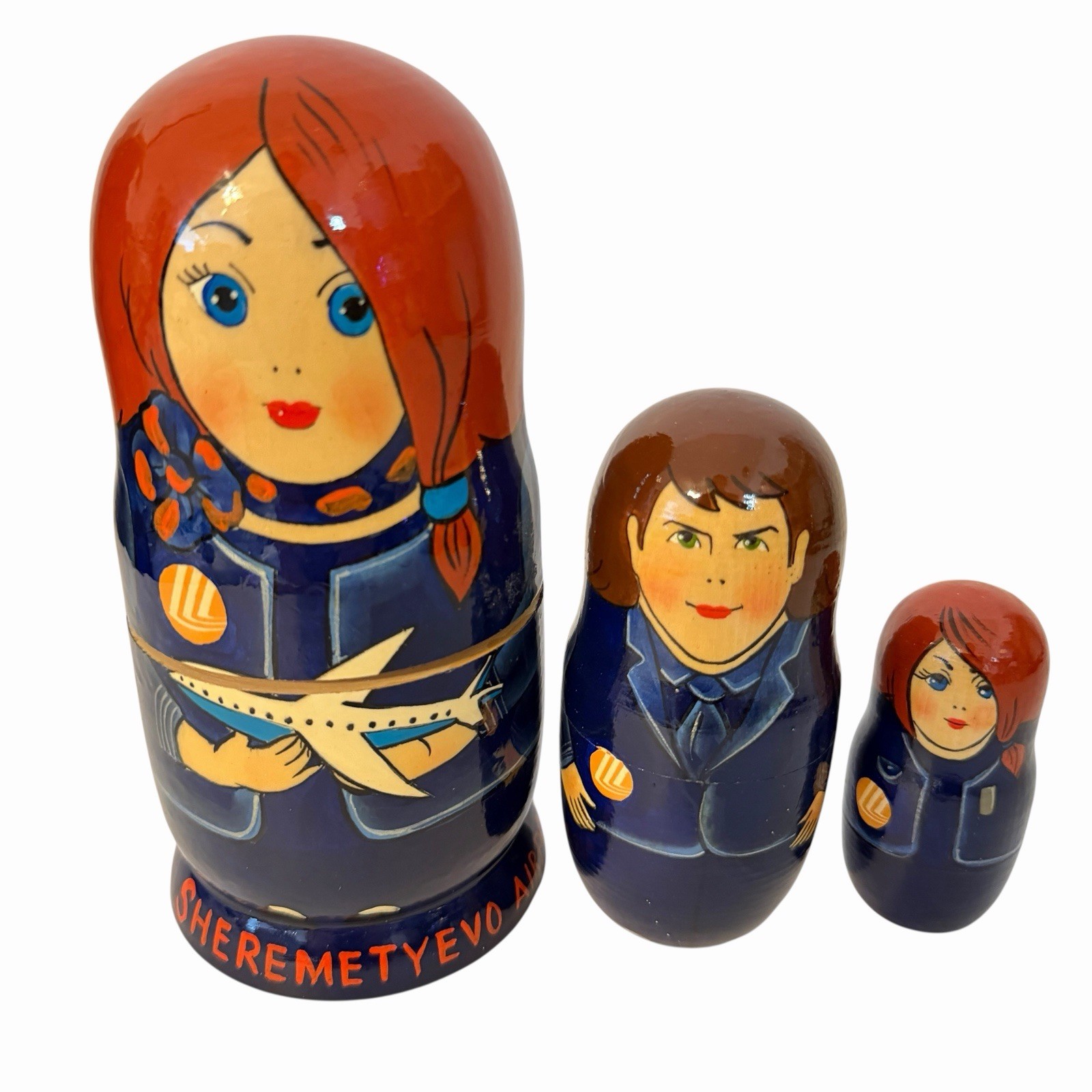 Vintage Sheremetyevo Airport Russia Souvenir Russian 3 Nesting Dolls RARE Vintage Sheremetyevo Airport Russia Souvenir Russian 3 Nesting Dolls RARE