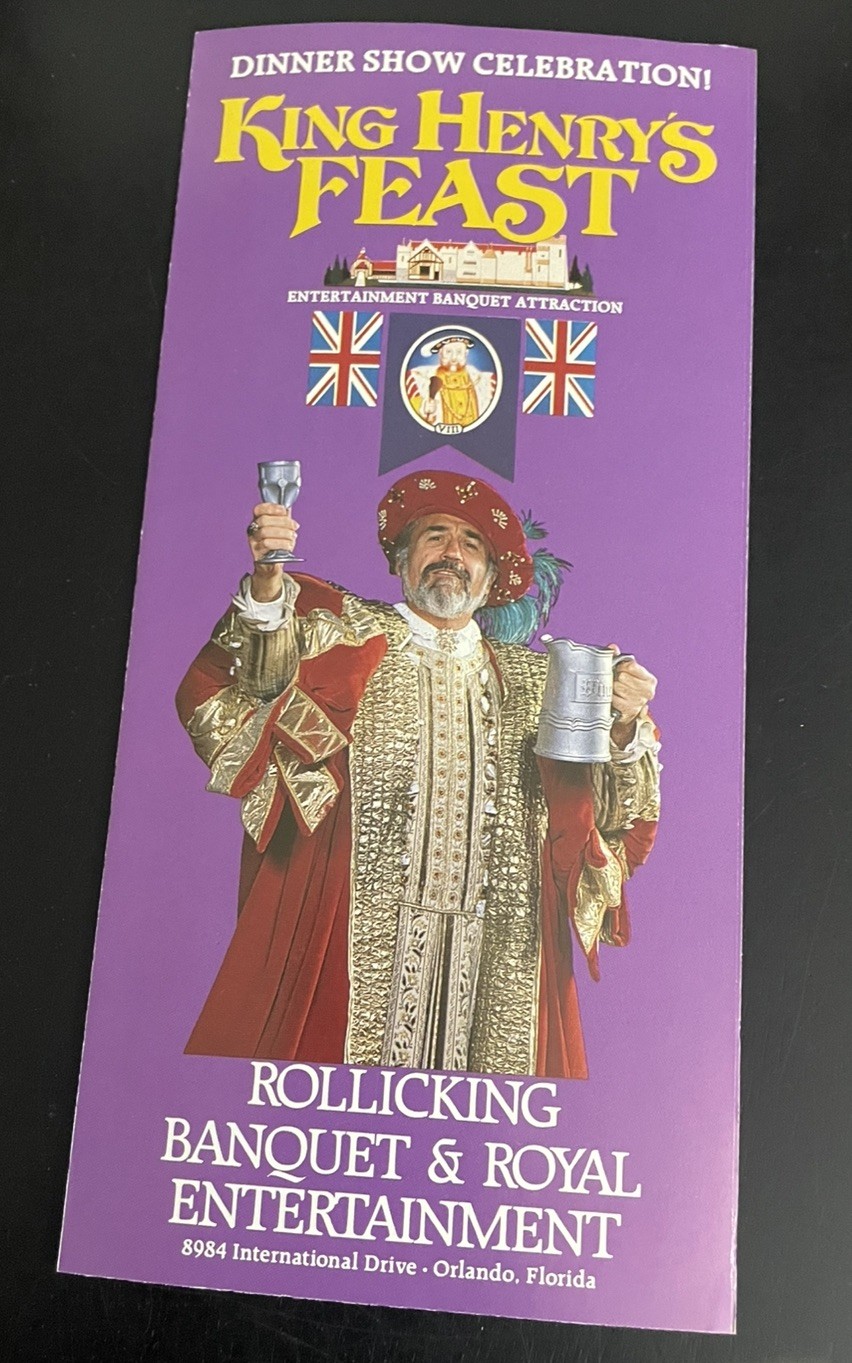 King Henry’s Feast Orlando Florida Dinner Show Brochure 1996 Vintage 1996