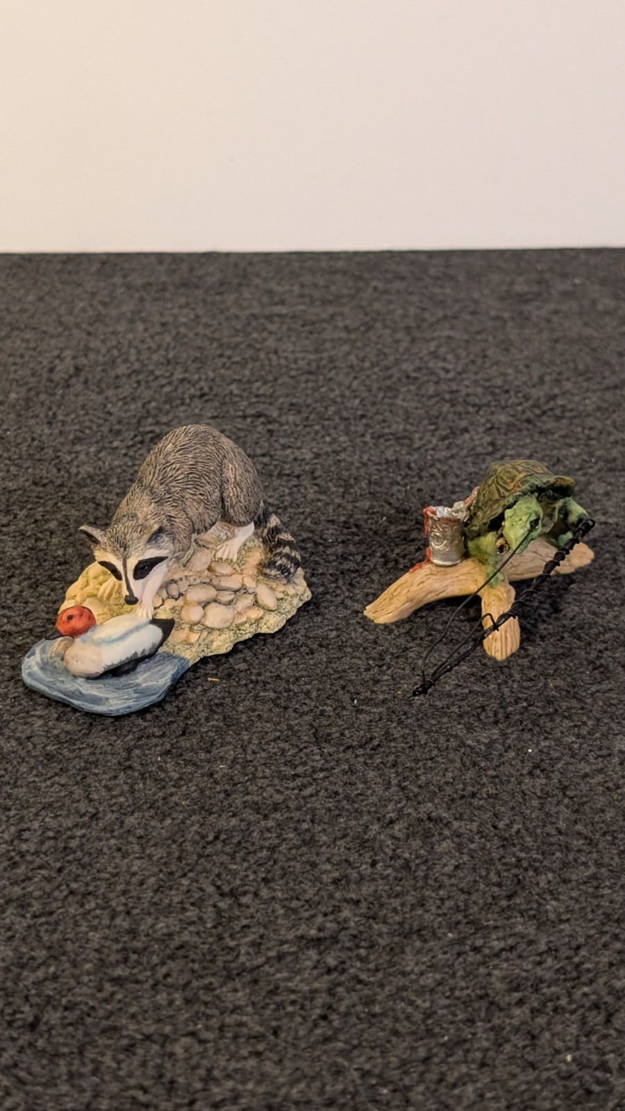 Schmidt Border Fine Arts Racoon and Turtle Signed Lowell Davis Figurines