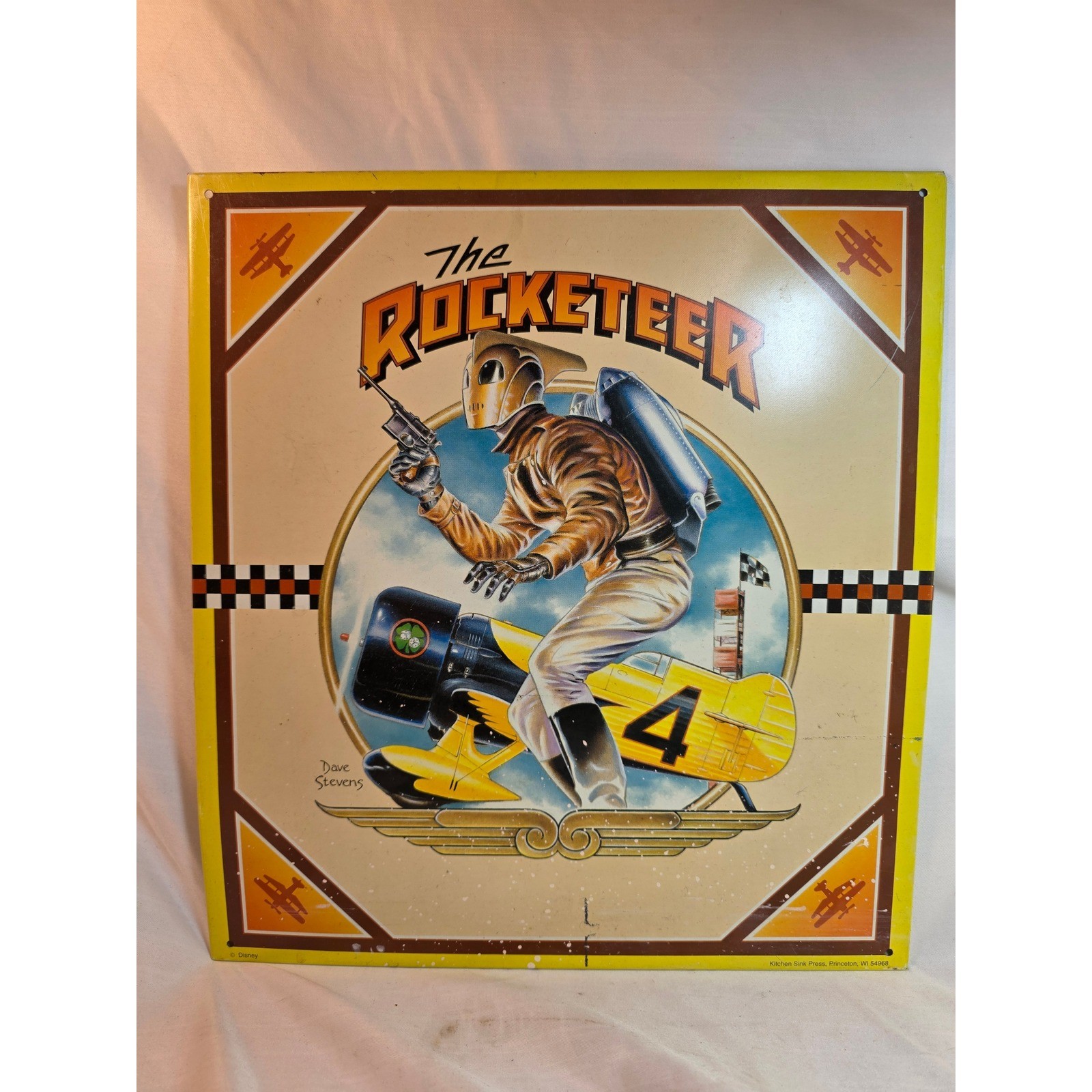 Vintage The Rocketeer Metal Tin Dave Stevens Kitchen Sink Press Disney 11.5
