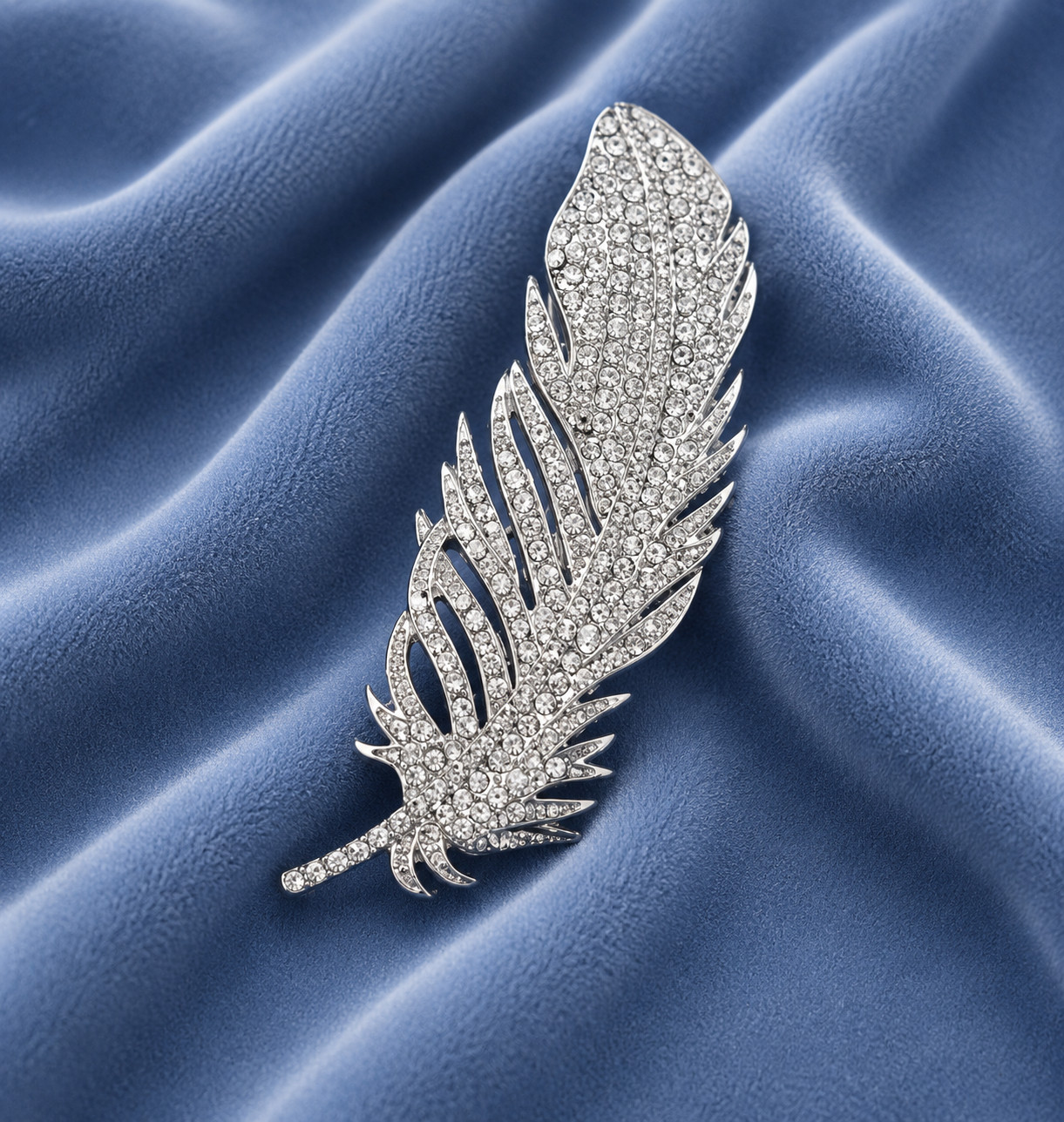 4.50 Ct Round Moissanite Super Large Feather Brooch Pin In 14K White Gold Plated
