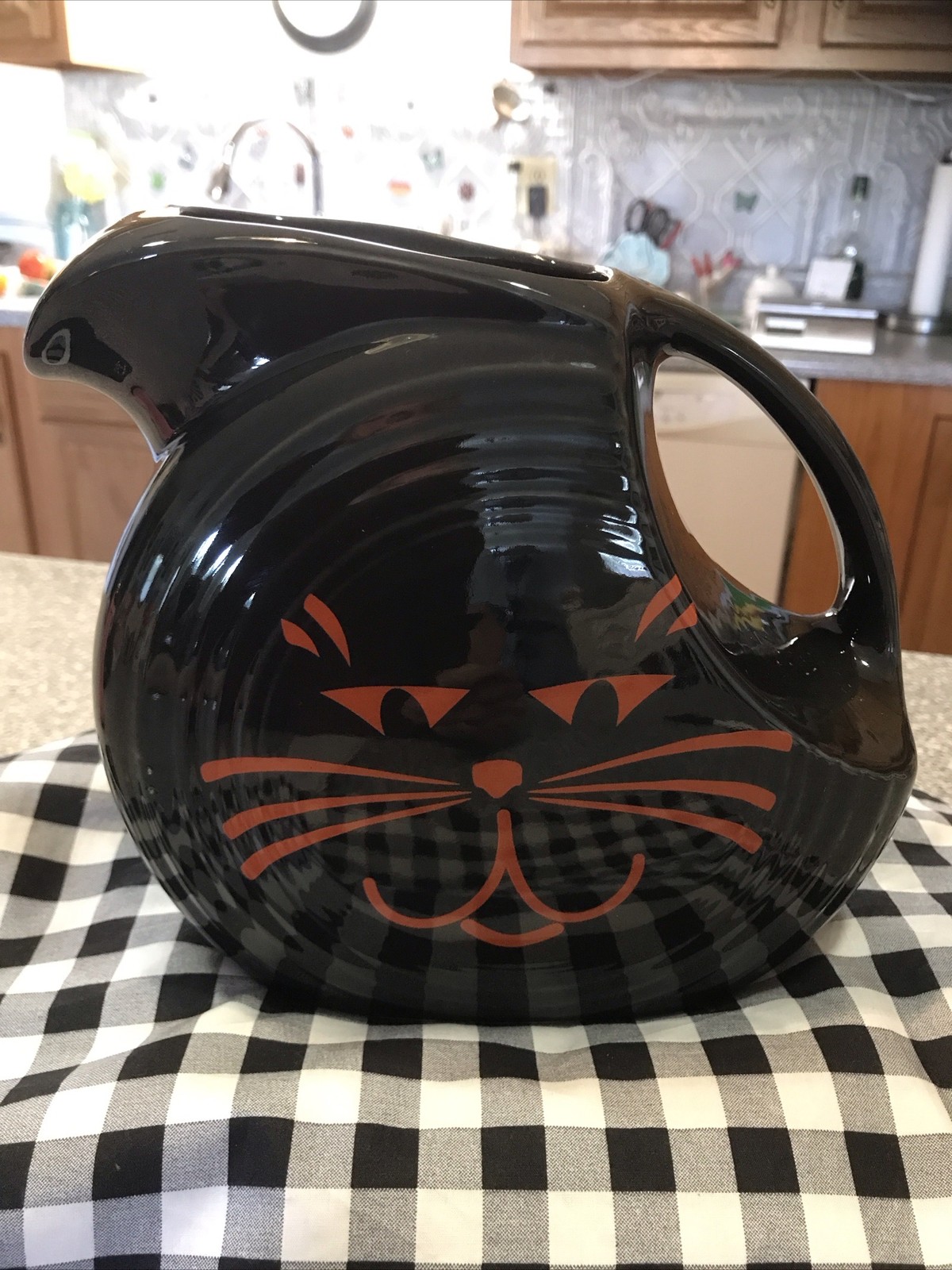 Fiesta Retired Black Cat Pitcher  New , Unused Condition Halloween Rare