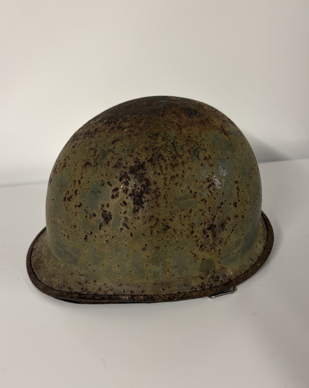 US M1 Steel Helmet Shell Rear Seam Swivel Bale Chinstrap Vintage Military