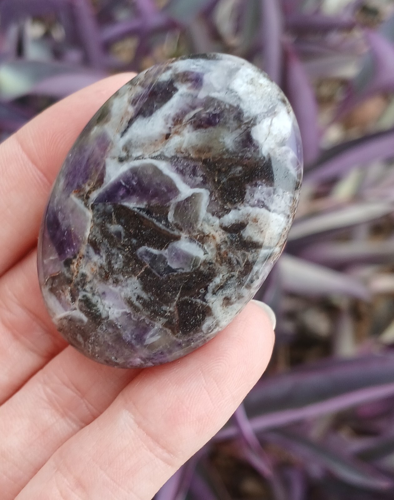 1pc  Small Natural Purple Banded Dream Amethyst Polished Palm Worry Stone 