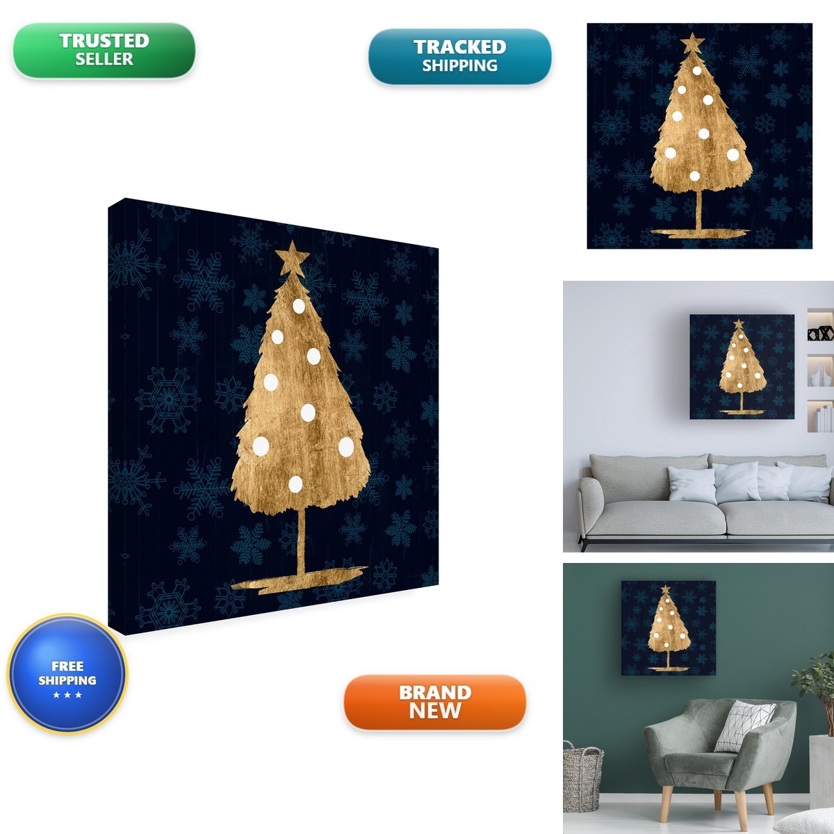 Trademark Fine Art \'Blue Sophisticated Christmas I\' Canvas Art 14x14