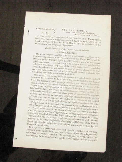  CIVIL WAR FREEDMEN PROTECTION  ORDER PRESIDENTIAL PROCLAMATION 14TH AMENDMENT