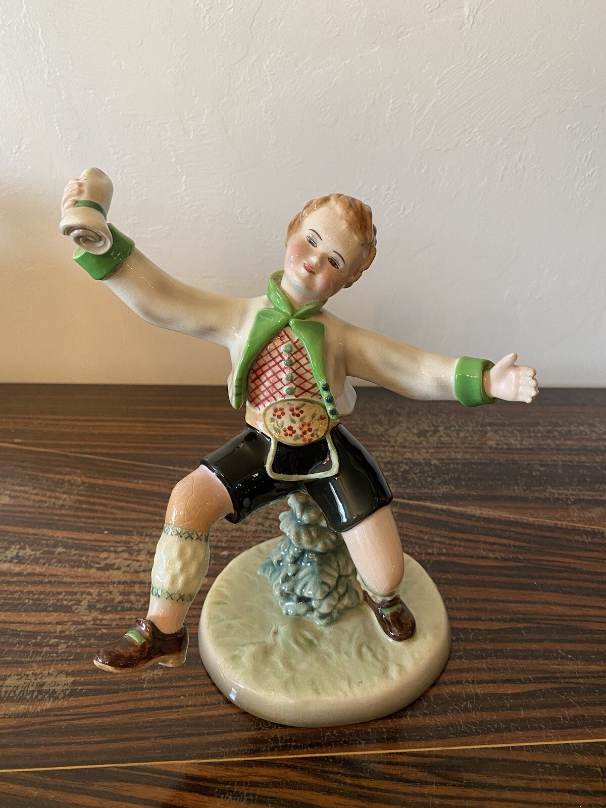Rare Numbered Goldscheider Figurine Of Dancing Tyrolean In Traditional Costume