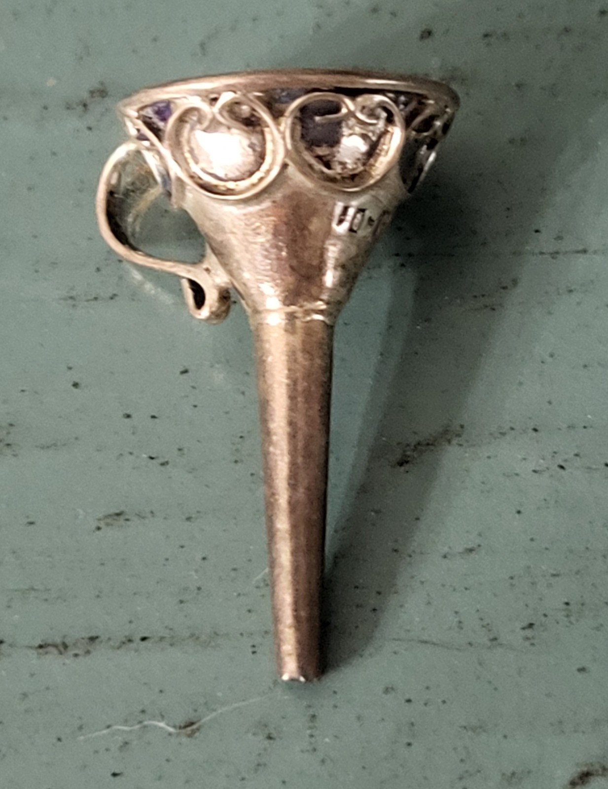 Vintage Sterling Silver? Mini Perfume Funnel stamped WOW