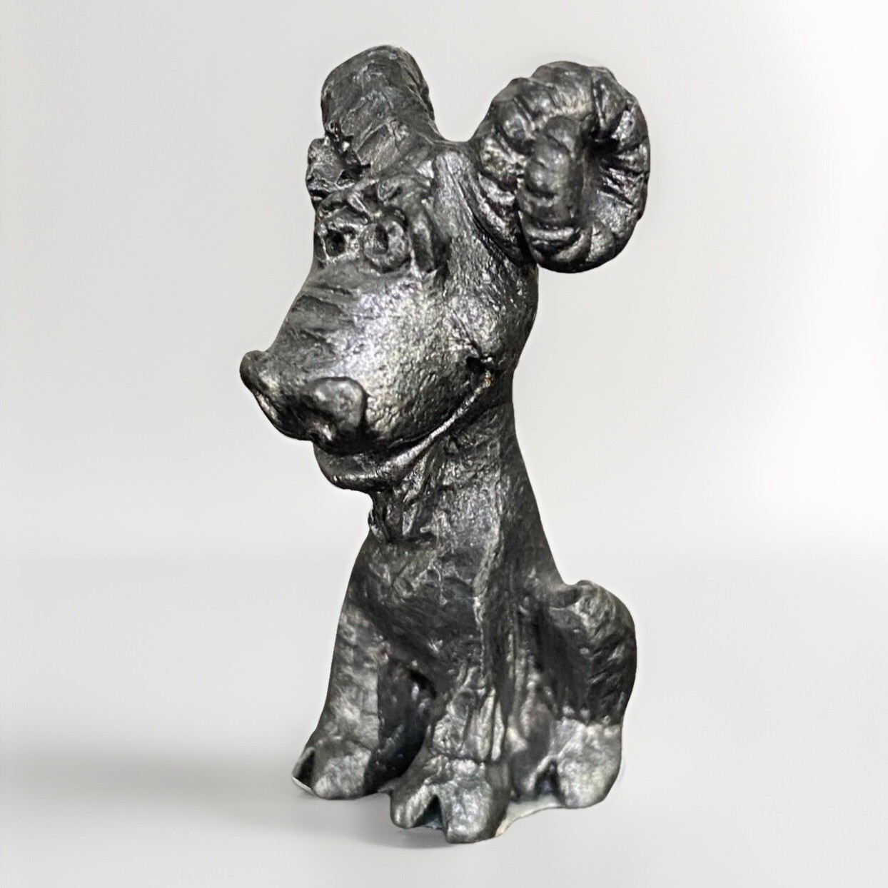 Vintage Pewter Mini Figure - Smiling Goat, Ram, Bighorn Sheep Cute Figurine 1.5\