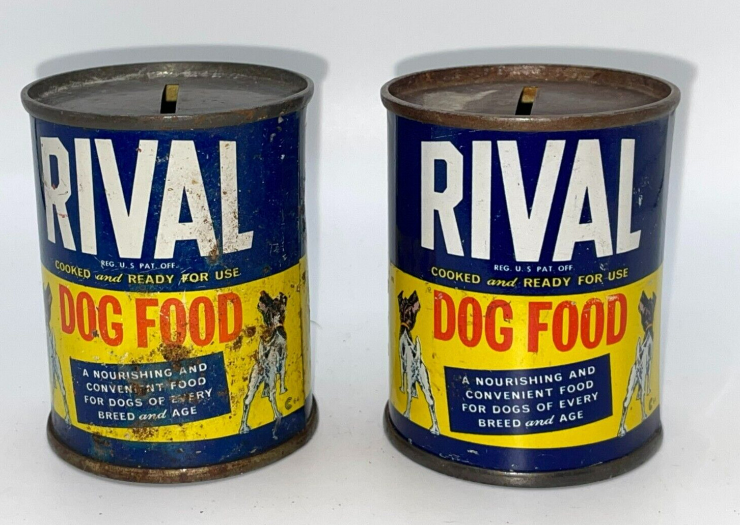 Rival Dog Food Metal Cans 2.75\