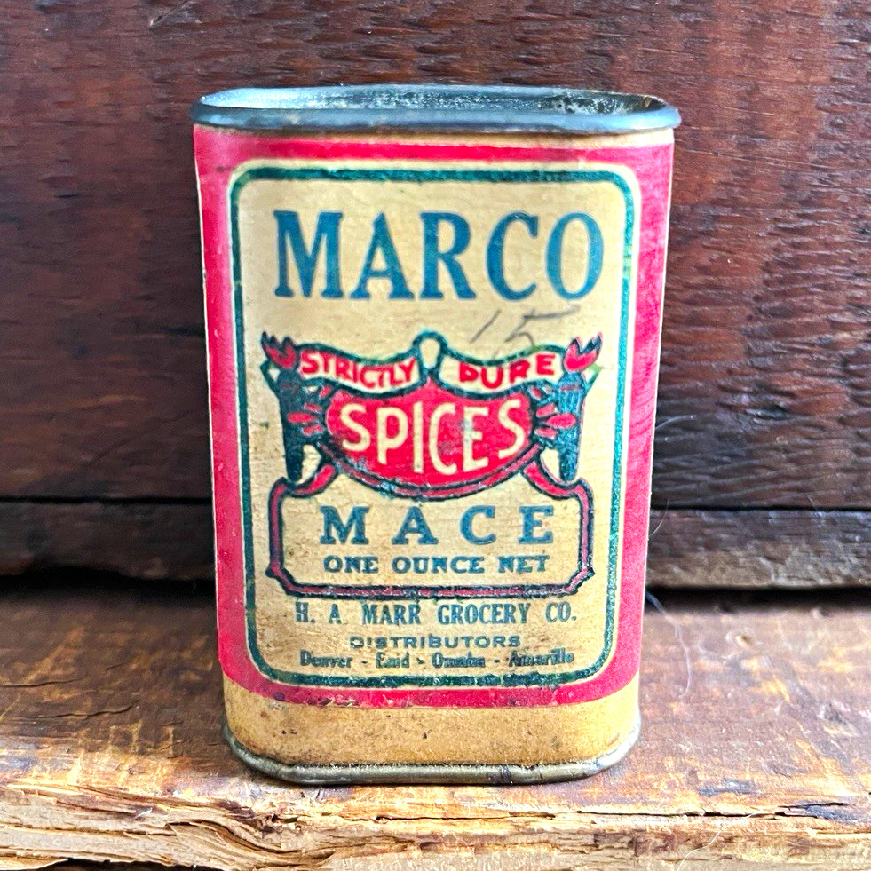 Vintage Mace Spice Advertising Tin H.A. Marr Grocery Denver Enid Omaha Amarillo 