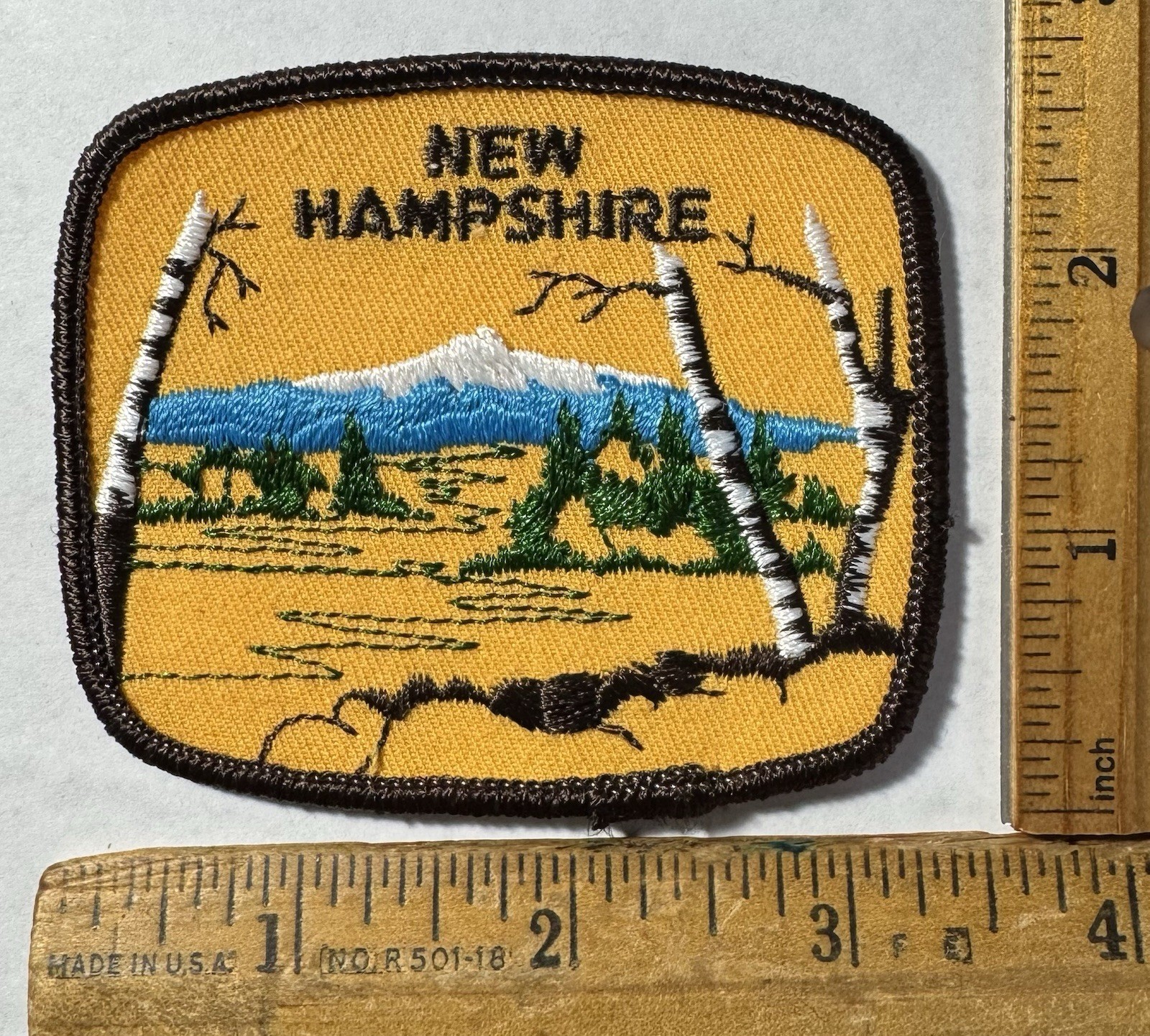 Vintage New Hampshire Trees Mt. Washington Iron On Patch State Travel Souvenir