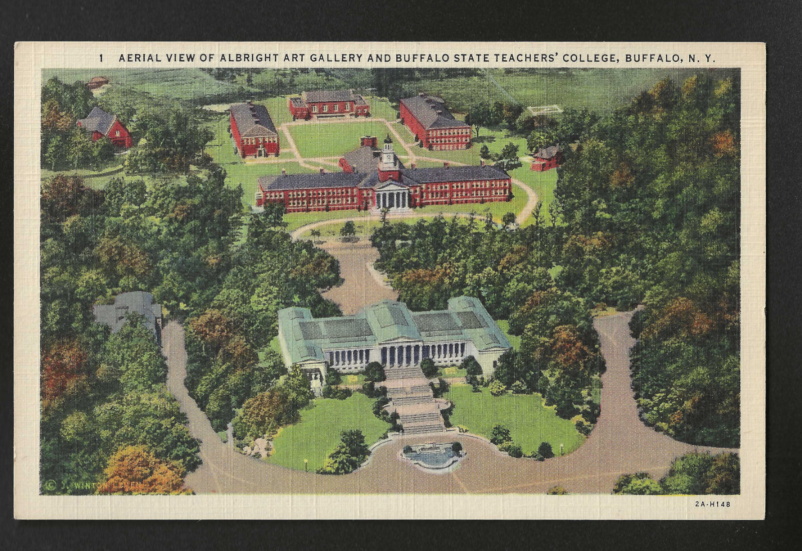Vtg 1942 Linen Postcard Aerial Albright Art Gallery Buffalo State Teachers NY Vtg 1942 Linen Postcard Aerial Albright Art Gallery Buffalo State Teachers NY