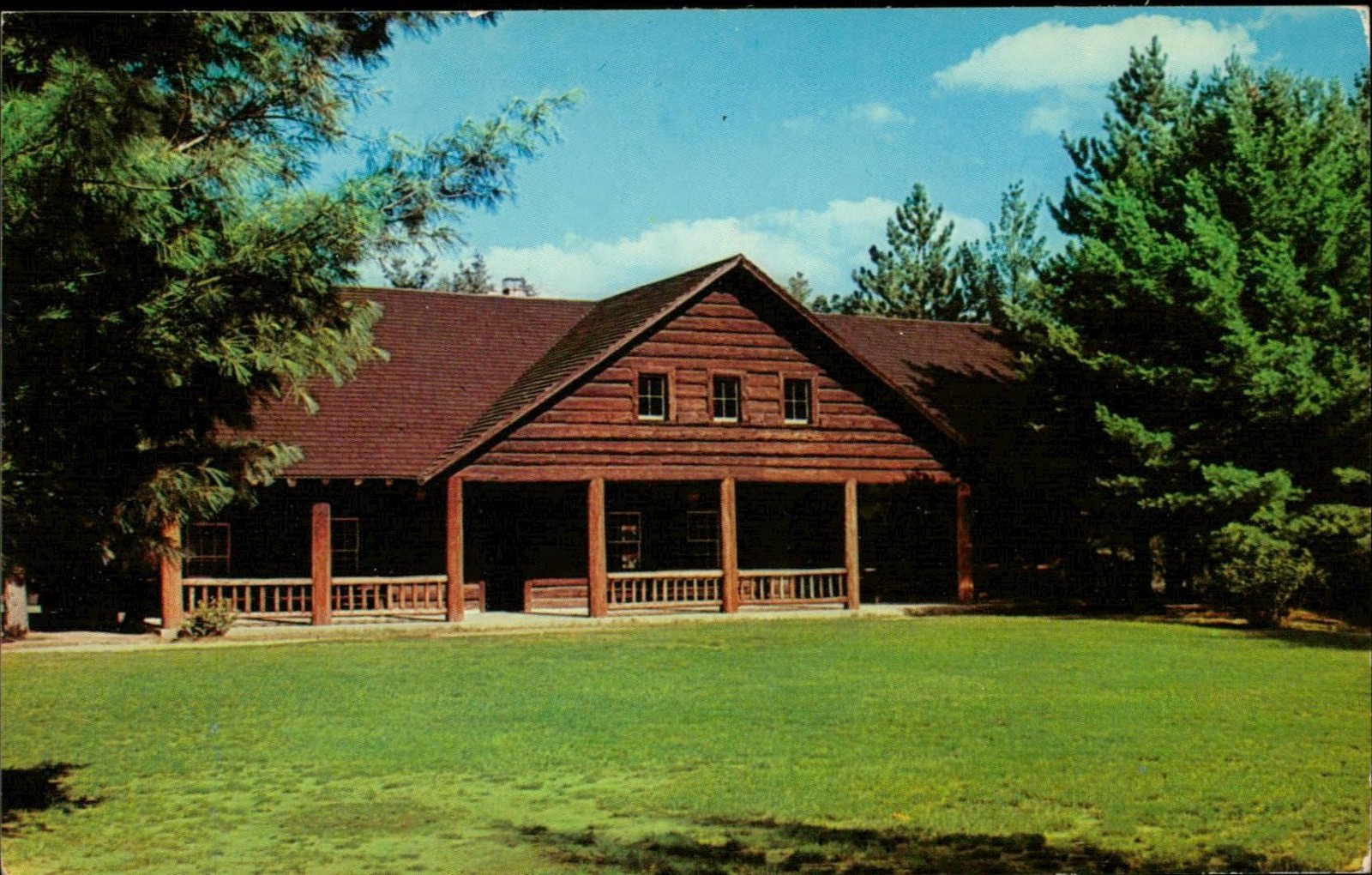 Hartwick Pines Memorial Building Postcard Grayling Michigan 1960 Unposted Hartwick Pines Memorial Building Postcard Grayling Michigan 1960 Unposted