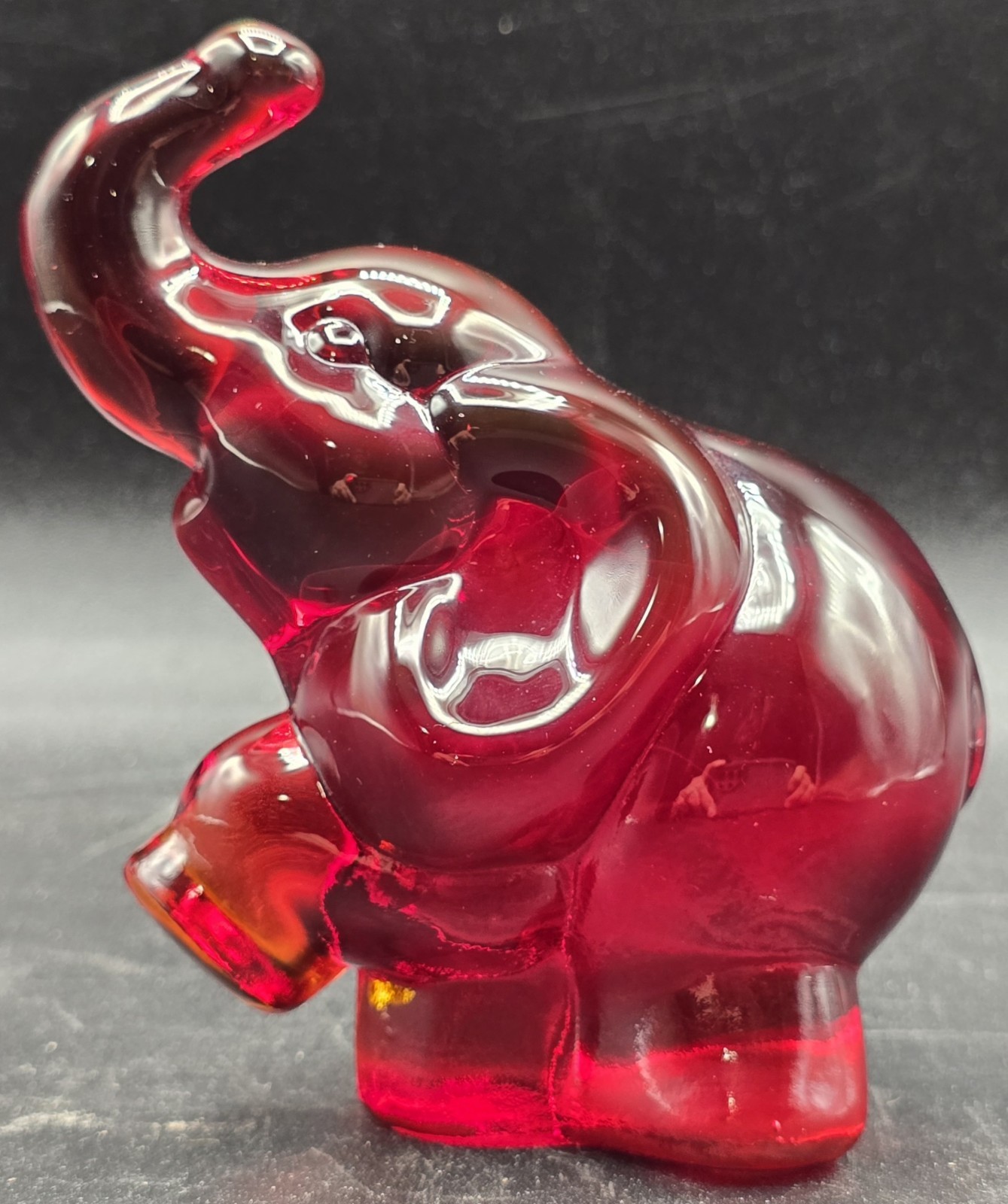 Vintage Fenton Hand Blown Glass Ruby Red Elephant Figurine Republican Party GOP
