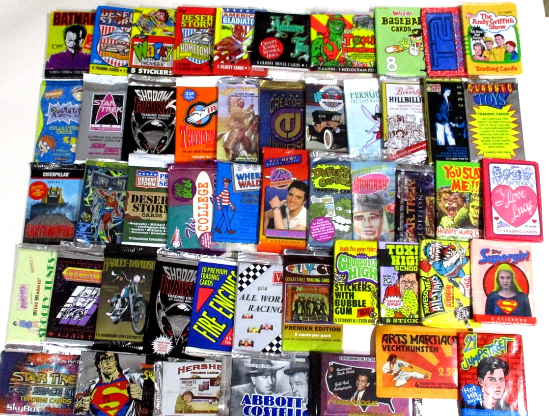 VINTAGE WAX /FOIL MEGA LOT 50 SEALED CARD PACKS-YOU GET ALL THE PACKS IN PHOTO