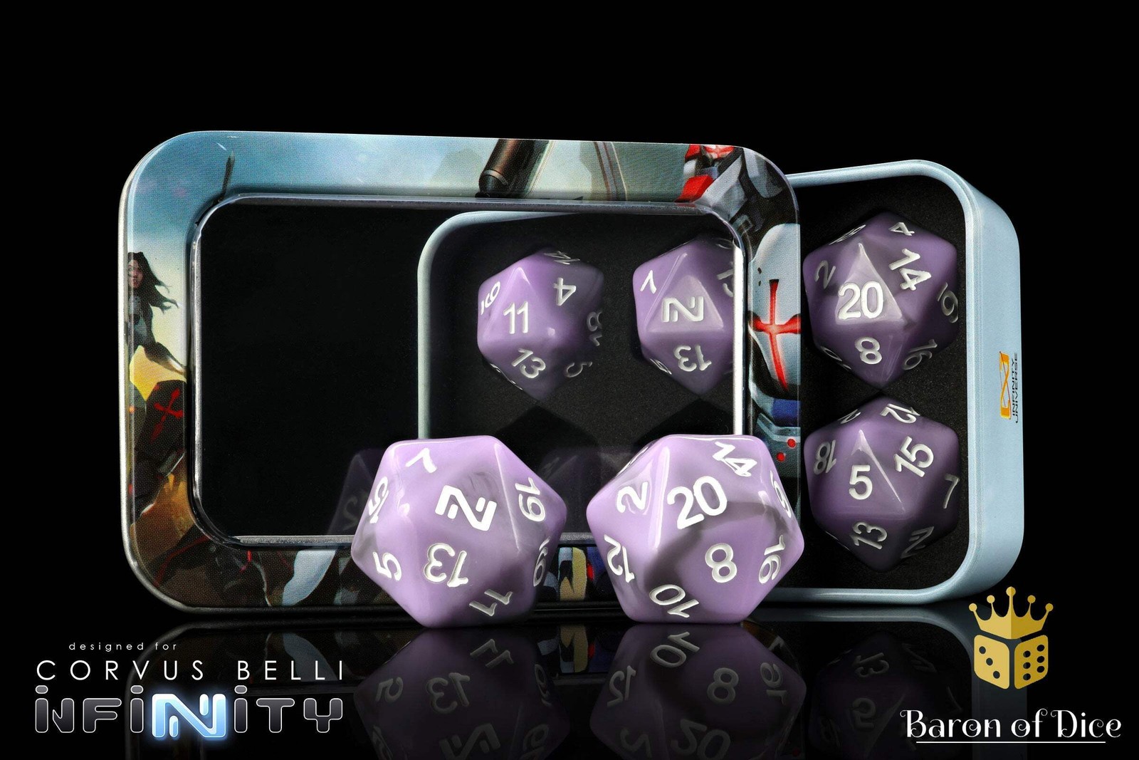 Infinity: N5 Purple - Official Dice Set Handcrafted Resin Dice by Baron of Dice