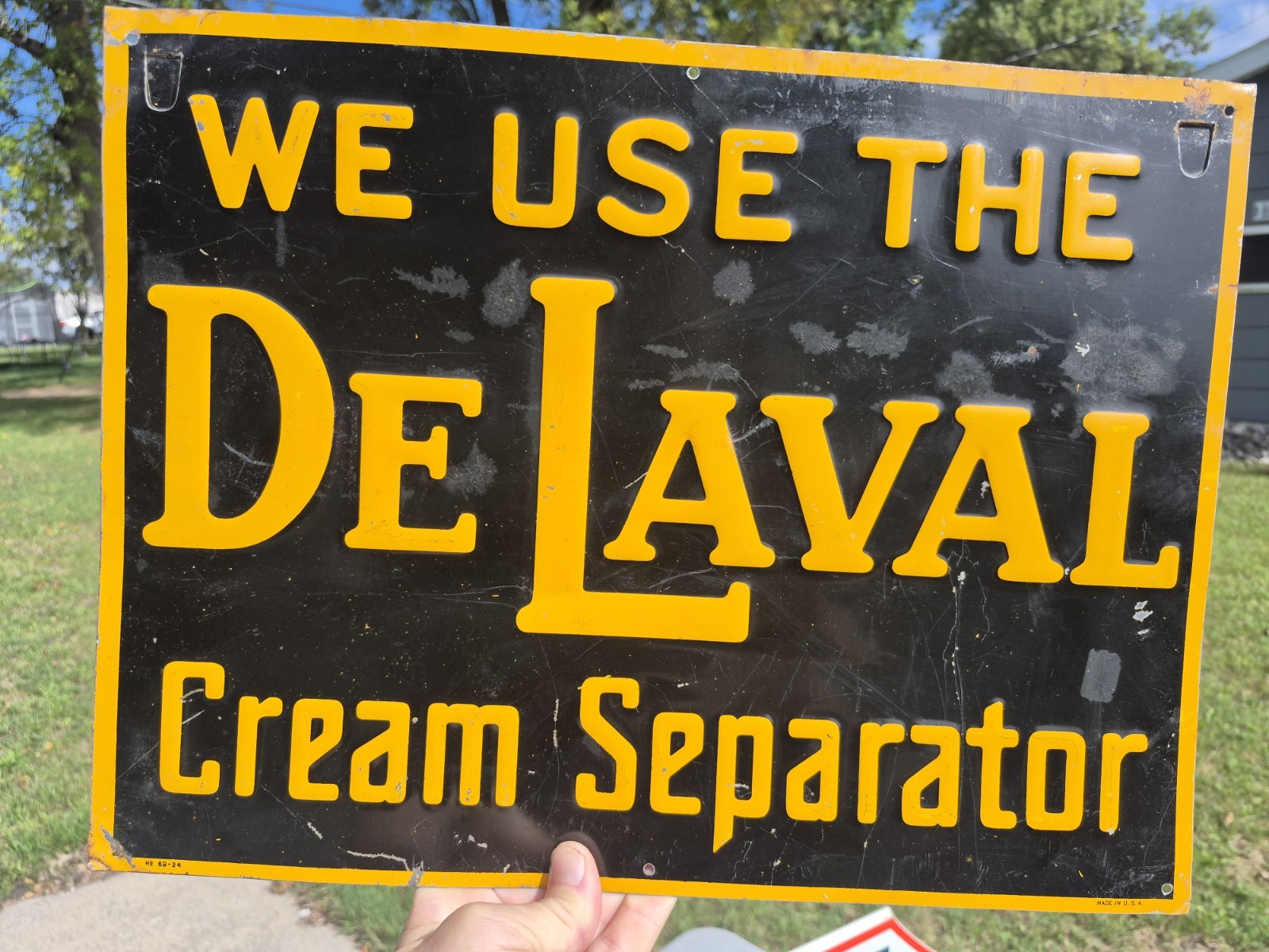 Antique 1924 Embossed De Laval Delaval Cream Separator Tin Sign 16