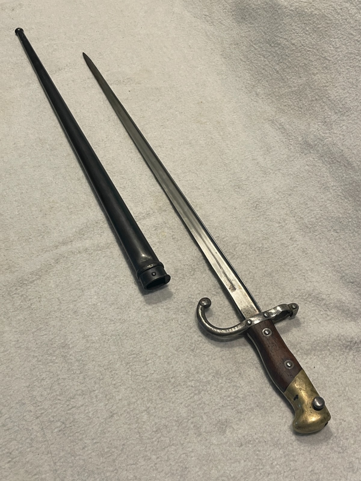 French M1874 Gras Bayonet St Etienne 1877 Hooked Quillon w/ Scabbard ORIGINAL