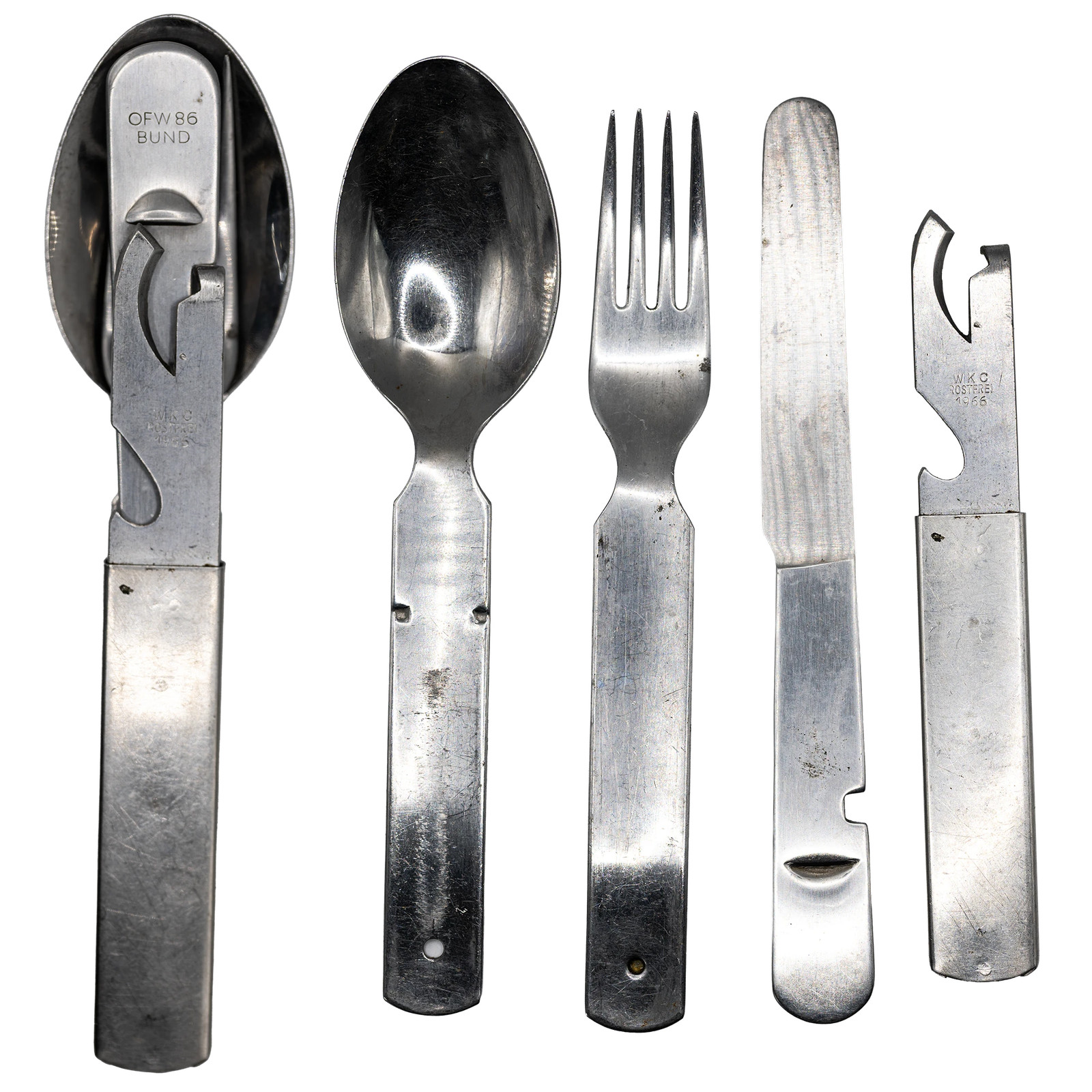 German Army Bundeswehr 4-Piece Utensil Set BUND Stainless Steel Mess Kit German Army Bundeswehr 4-Piece Utensil Set BUND Stainless Steel Mess Kit