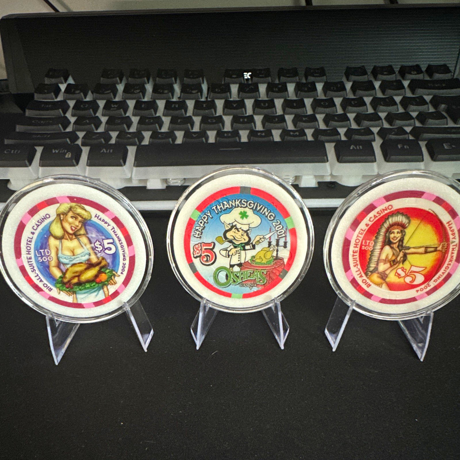 Rio All-Suite + O’Shea’s Las Vegas, Nevada $5 Casino Chip Thanksgiving Lot of 3