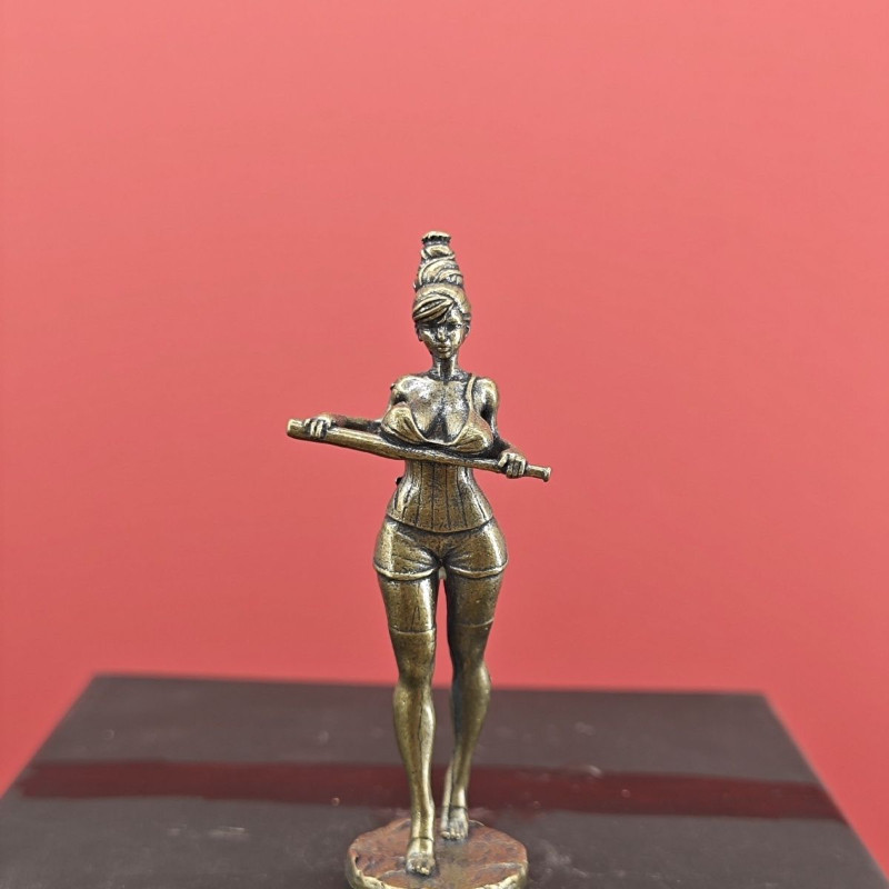 58mm Vintage Brass Female Figurine Hand Carved Art Sexy Plump Lady Statue Decor