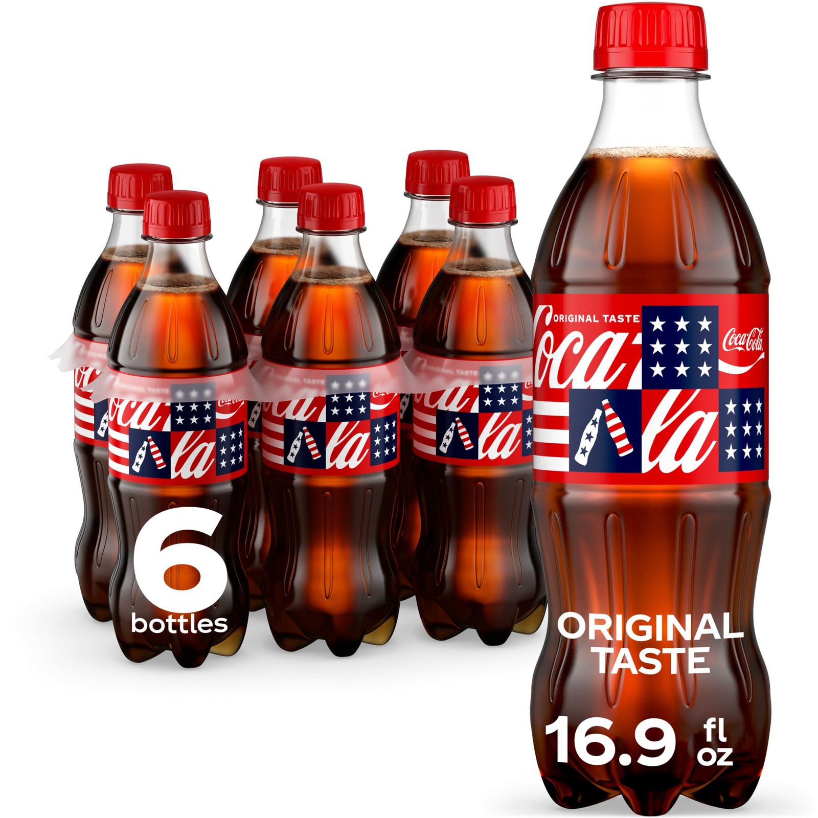 Coca-Cola Soda Soft Drinks, 16.9 fl oz Fl Oz (Pack of 6), regular