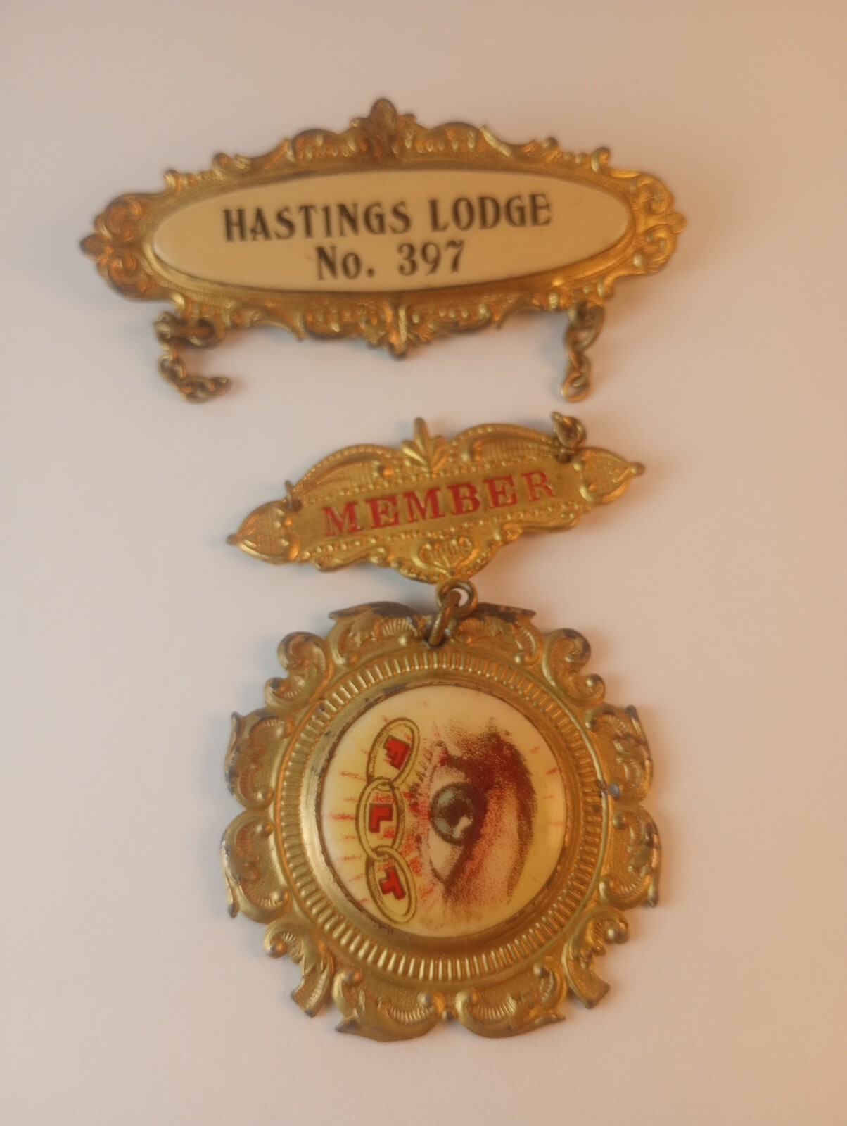 Antique Independent Order Of Odd Fellows IOOF Member Medal Badge Pin 3 Piece