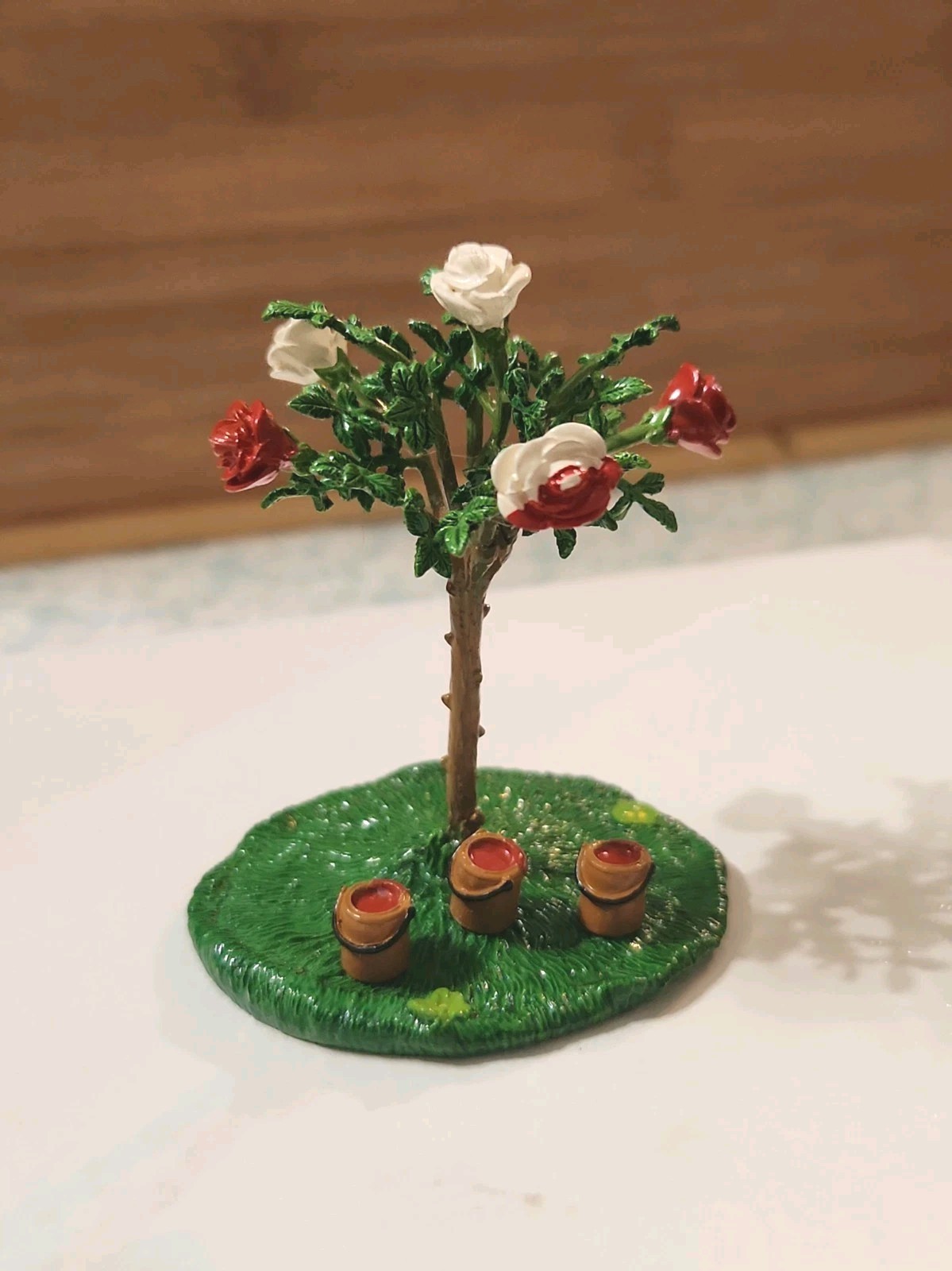 Vintage Hantel Pewter Alice in Wonderland's White To Red Roses Miniature W Paint