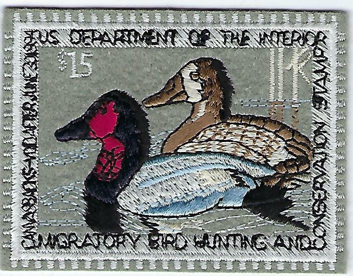 FEDERAL DUCK STAMP EMBROIDERED EMBLEM (HEAT SEAL) RW-60 CANVAS BACKS by: MILLER FEDERAL DUCK STAMP EMBROIDERED EMBLEM (HEAT SEAL) RW-60 CANVAS BACKS by: MILLER